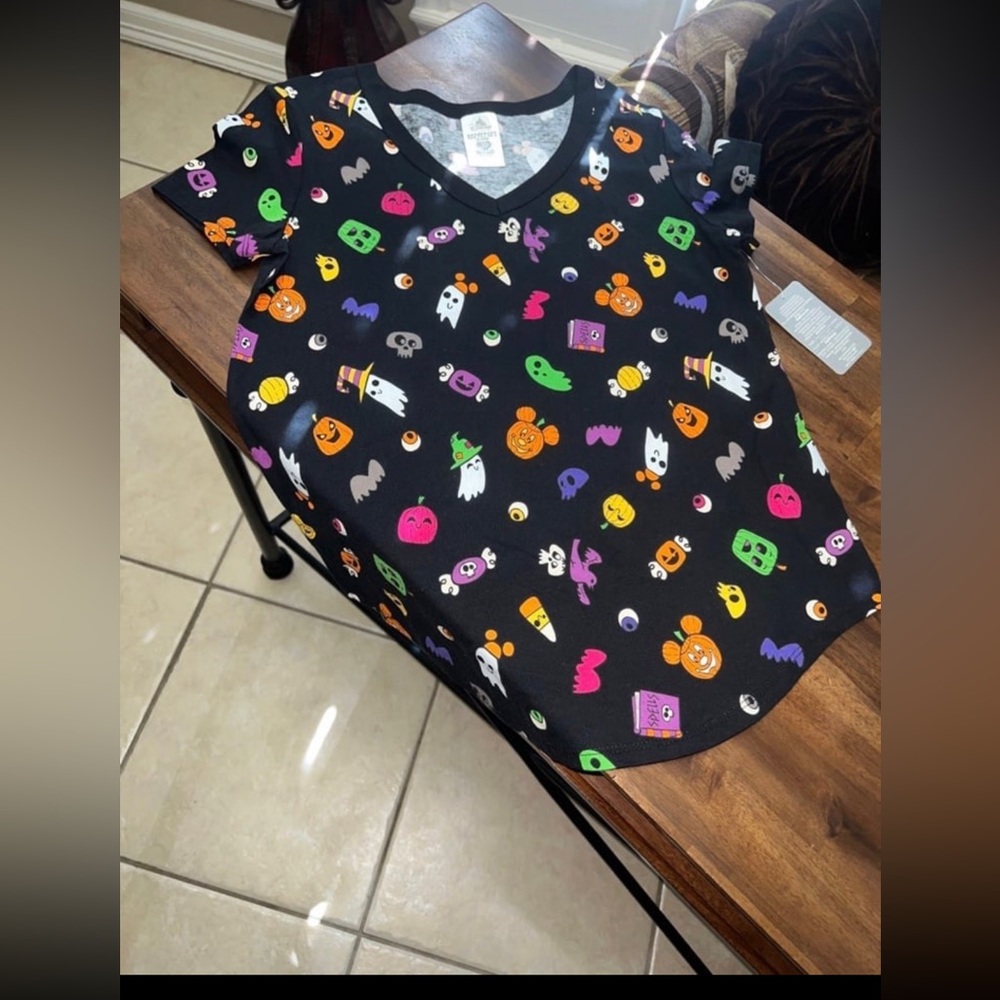 New Disney Mickey Mouse Jack-o'-Lantern Halloween Top for Women size M